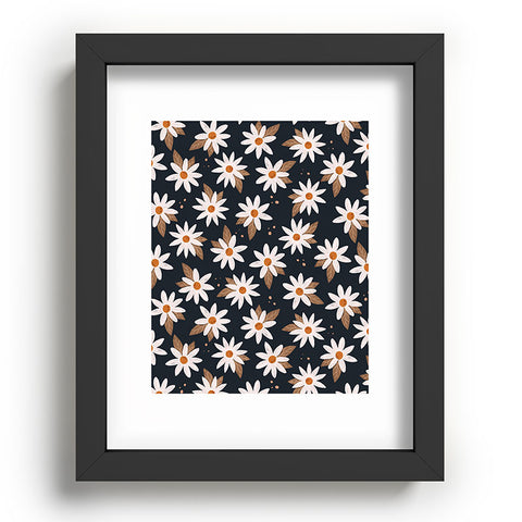 Avenie Boho Daisies In Dark Navy Recessed Framing Rectangle
