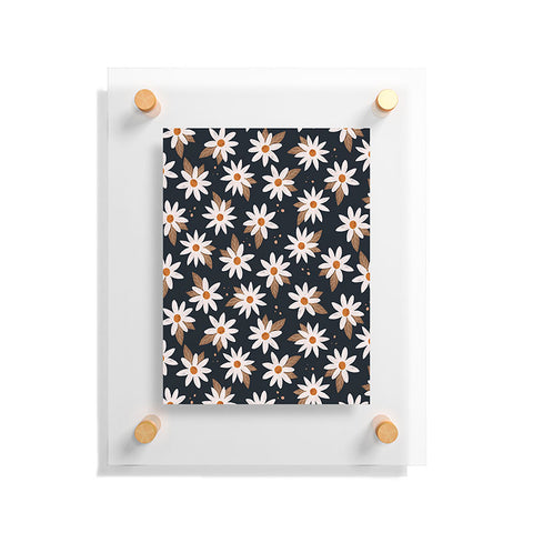 Avenie Boho Daisies In Dark Navy Floating Acrylic Print