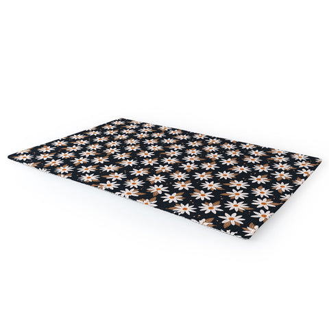Avenie Boho Daisies In Dark Navy Area Rug