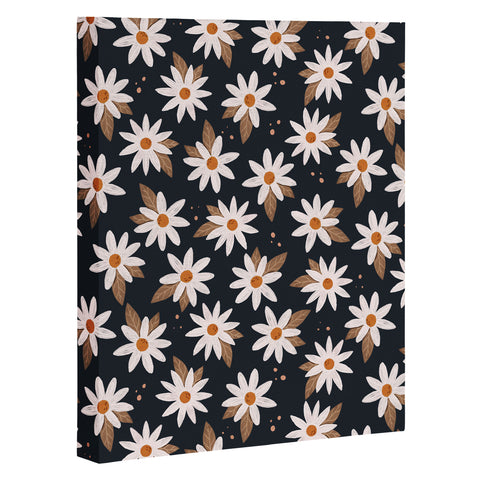 Avenie Boho Daisies In Dark Navy Art Canvas