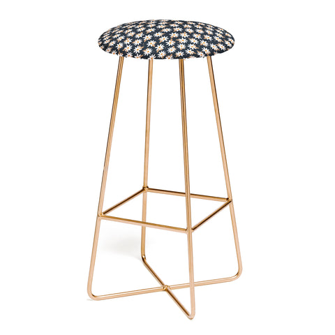 Avenie Boho Daisies In Dark Navy Bar Stool