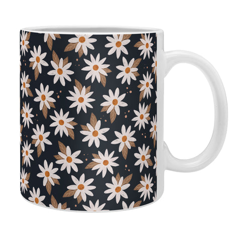 Avenie Boho Daisies In Dark Navy Coffee Mug