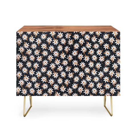 Avenie Boho Daisies In Dark Navy Credenza