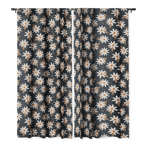 Avenie Boho Daisies In Dark Navy Blackout Non Repeat