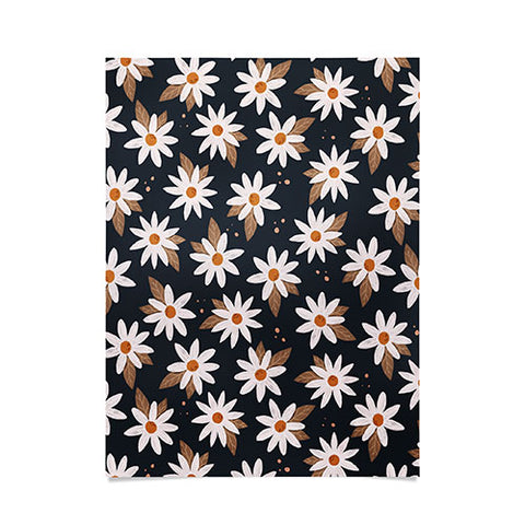Avenie Boho Daisies In Dark Navy Poster