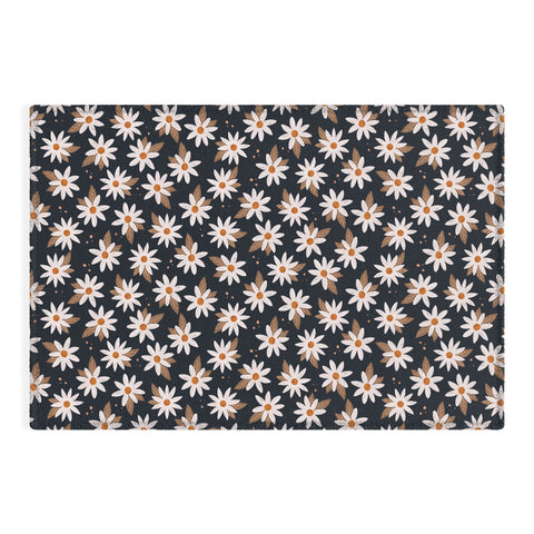 Avenie Boho Daisies In Dark Navy Outdoor Rug