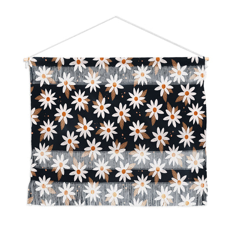 Avenie Boho Daisies In Dark Navy Wall Hanging Landscape