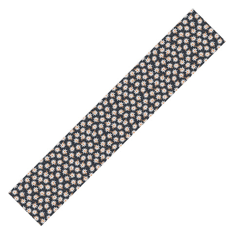 Avenie Boho Daisies In Dark Navy Table Runner