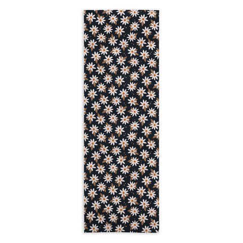 Avenie Boho Daisies In Dark Navy Yoga Towel