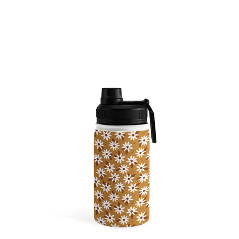 Avenie Boho Daisies In Golden Brown Water Bottle
