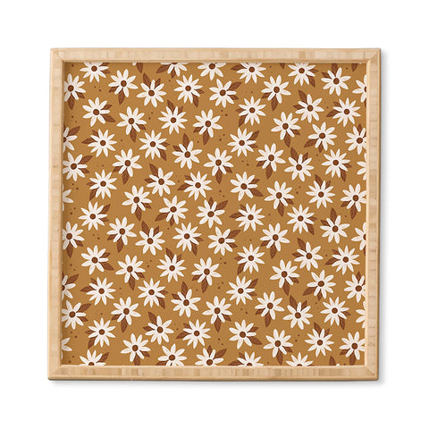 Avenie Boho Daisies In Golden Brown Framed Wall Art