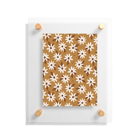 Avenie Boho Daisies In Golden Brown Floating Acrylic Print