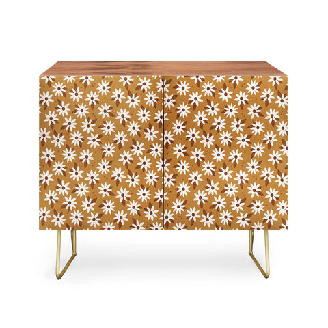 Avenie Boho Daisies In Golden Brown Credenza