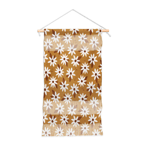Avenie Boho Daisies In Golden Brown Wall Hanging Portrait