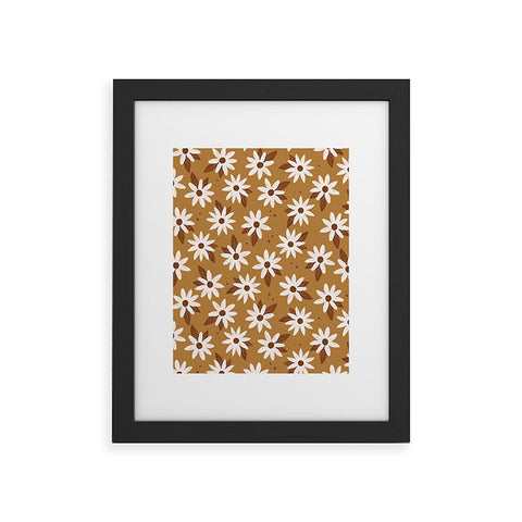 Avenie Boho Daisies In Golden Brown Framed Art Print