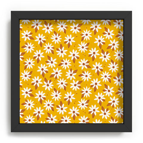 Avenie Boho Daisies In Honey Yellow Recessed Framing Square