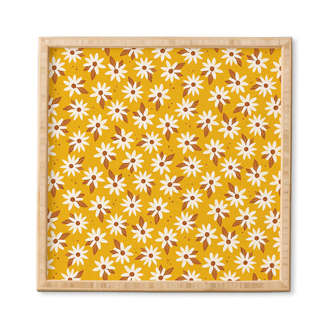 Avenie Boho Daisies In Honey Yellow Framed Wall Art