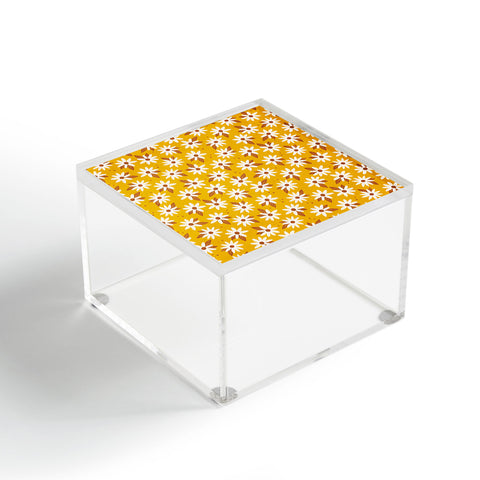 Avenie Boho Daisies In Honey Yellow Acrylic Box