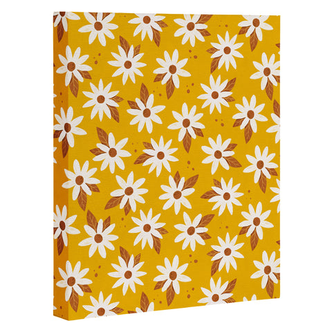 Avenie Boho Daisies In Honey Yellow Art Canvas