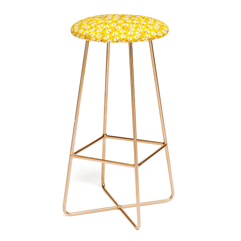 Avenie Boho Daisies In Honey Yellow Bar Stool