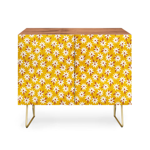 Avenie Boho Daisies In Honey Yellow Credenza