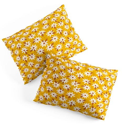 Avenie Boho Daisies In Honey Yellow Pillow Shams