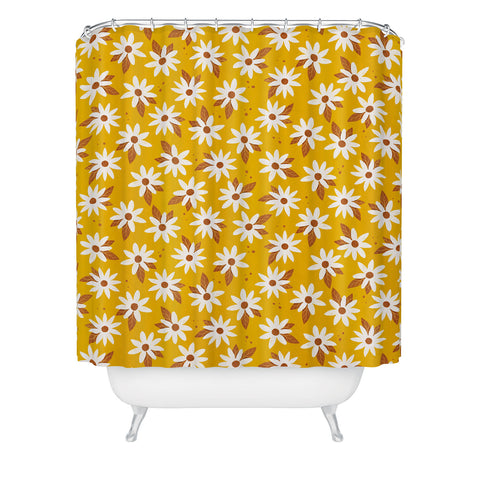 Avenie Boho Daisies In Honey Yellow Shower Curtain