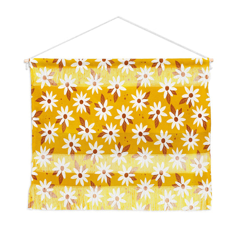 Avenie Boho Daisies In Honey Yellow Wall Hanging Landscape