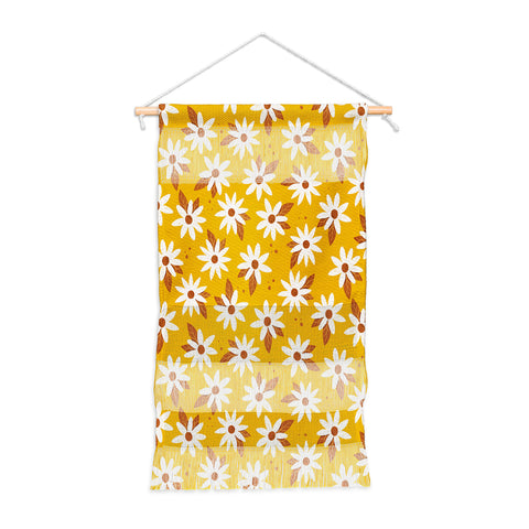 Avenie Boho Daisies In Honey Yellow Wall Hanging Portrait