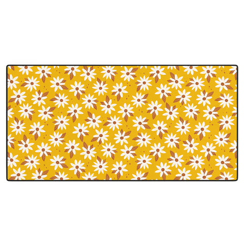 Avenie Boho Daisies In Honey Yellow Desk Mat