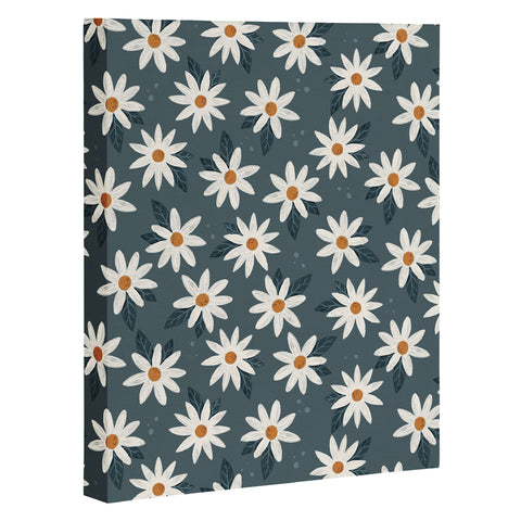 Avenie Boho Daisies In Midnight Sky Art Canvas