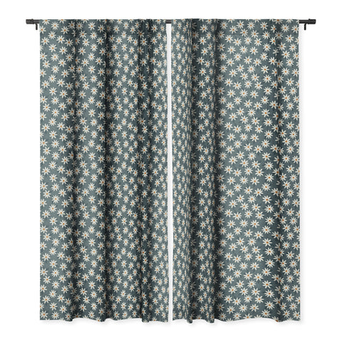 Avenie Boho Daisies In Midnight Sky Blackout Window Curtain