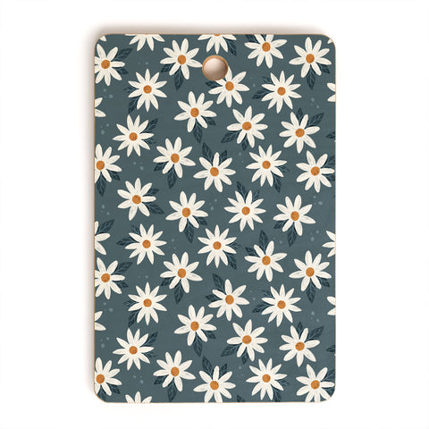 Avenie Boho Daisies In Midnight Sky Cutting Board Rectangle