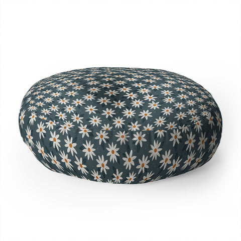 Avenie Boho Daisies In Midnight Sky Floor Pillow Round