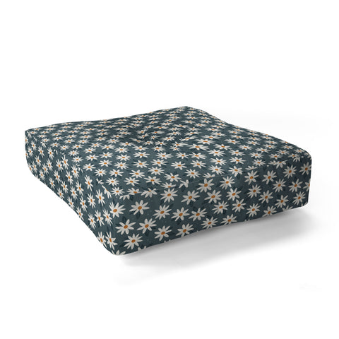 Avenie Boho Daisies In Midnight Sky Floor Pillow Square