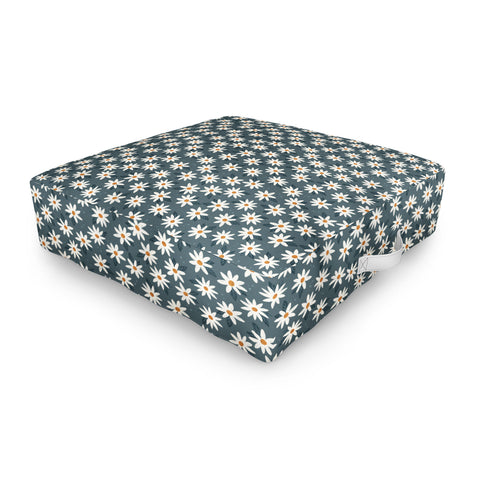 Avenie Boho Daisies In Midnight Sky Outdoor Floor Cushion
