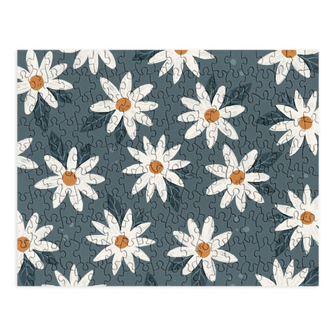 Avenie Boho Daisies In Midnight Sky Puzzle