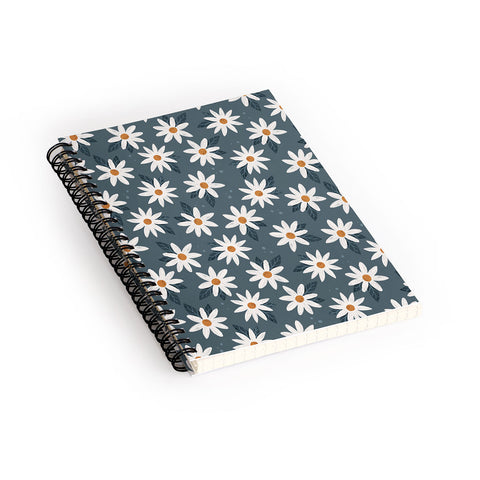 Avenie Boho Daisies In Midnight Sky Spiral Notebook