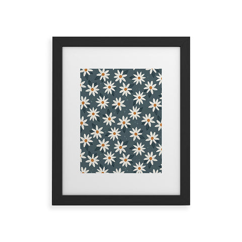 Avenie Boho Daisies In Midnight Sky Framed Art Print