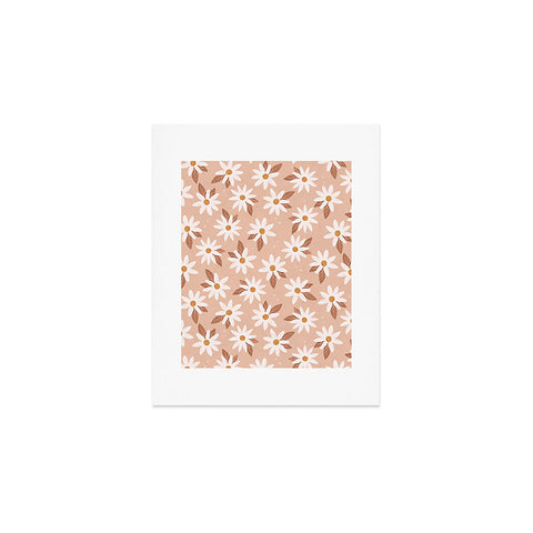 Avenie Boho Daisies In Sand Pink Art Print
