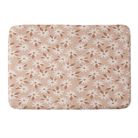 Avenie Boho Daisies In Sand Pink Memory Foam Bath Mat