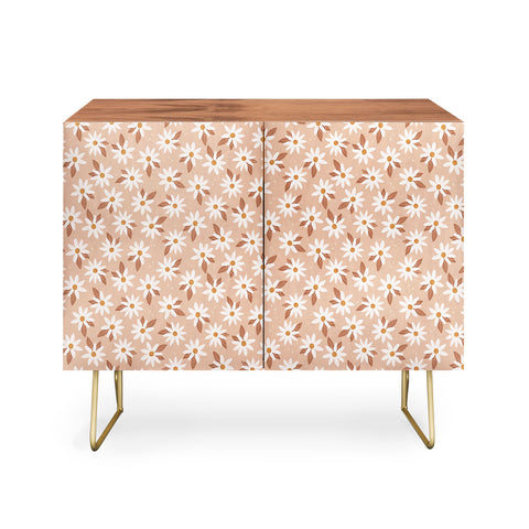Avenie Boho Daisies In Sand Pink Credenza