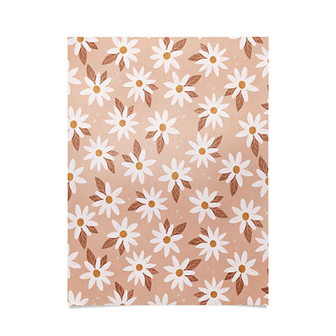 Avenie Boho Daisies In Sand Pink Poster