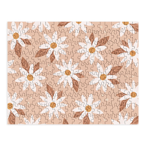 Avenie Boho Daisies In Sand Pink Puzzle