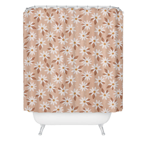 Avenie Boho Daisies In Sand Pink Shower Curtain