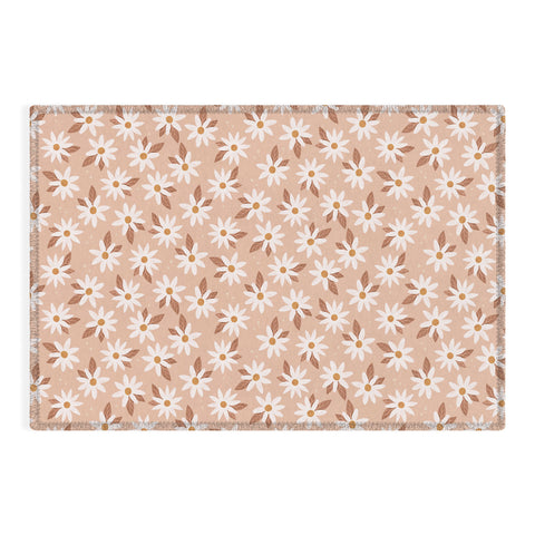 Avenie Boho Daisies In Sand Pink Outdoor Rug