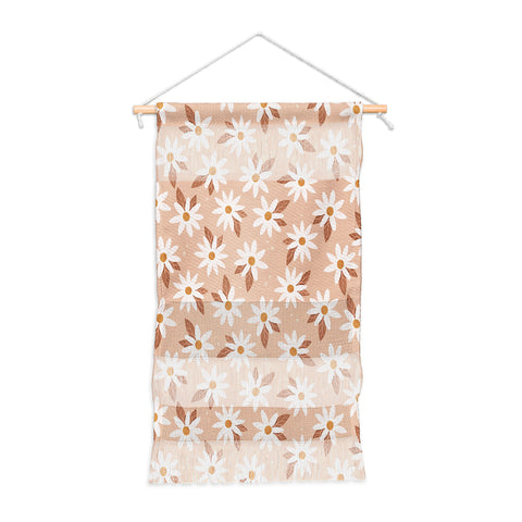 Avenie Boho Daisies In Sand Pink Wall Hanging Portrait