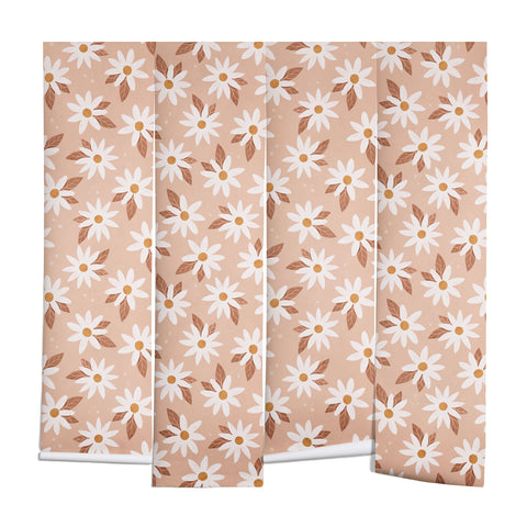Avenie Boho Daisies In Sand Pink Wall Mural