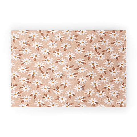 Avenie Boho Daisies In Sand Pink Welcome Mat