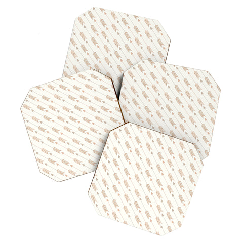 Avenie Boho Diagonal Arrows Neutral Coaster Set
